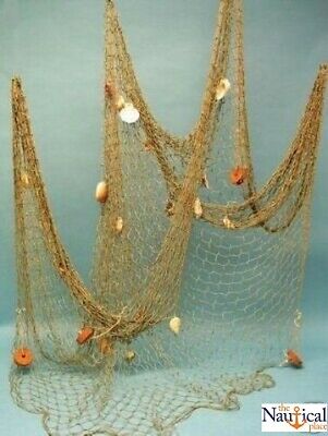 Decorative Nautical Fish Net W/ Shells & Floats ~ 5 'x 10' ~ Luau Party Decor