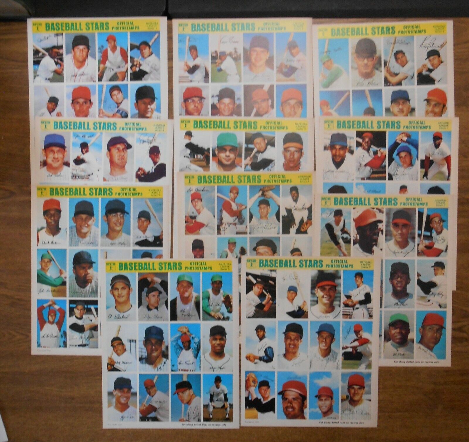11 Baseball Stars Official Photostamps 1969 1970 National American Leagues Uncut